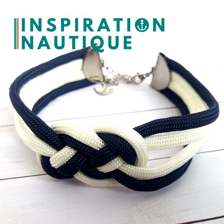 Bracelet avec noeud marin unisexe en paracorde 550 et acier inoxydable