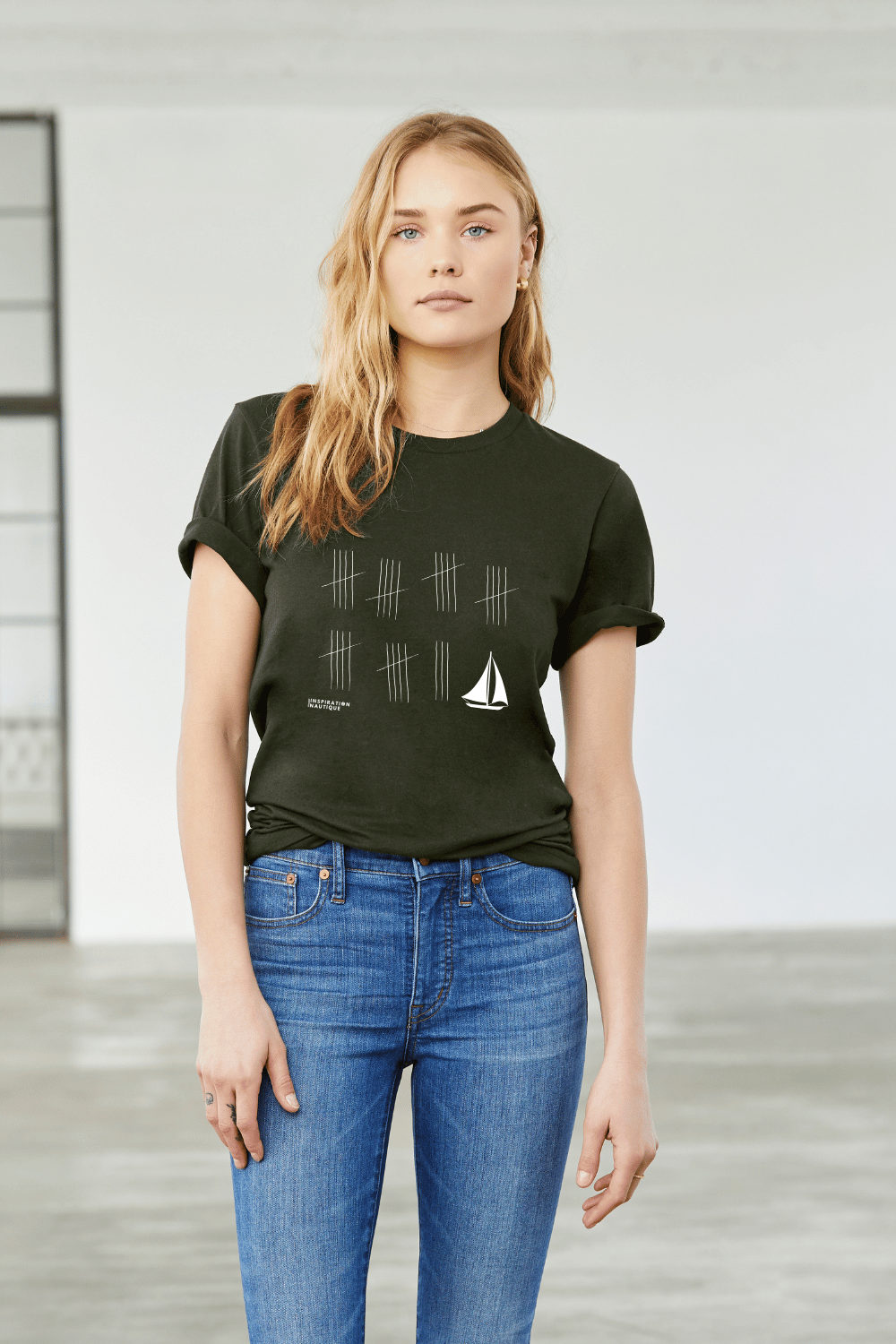 T-shirt unisexe col rond - La patience (voilier) - Visuel blanc