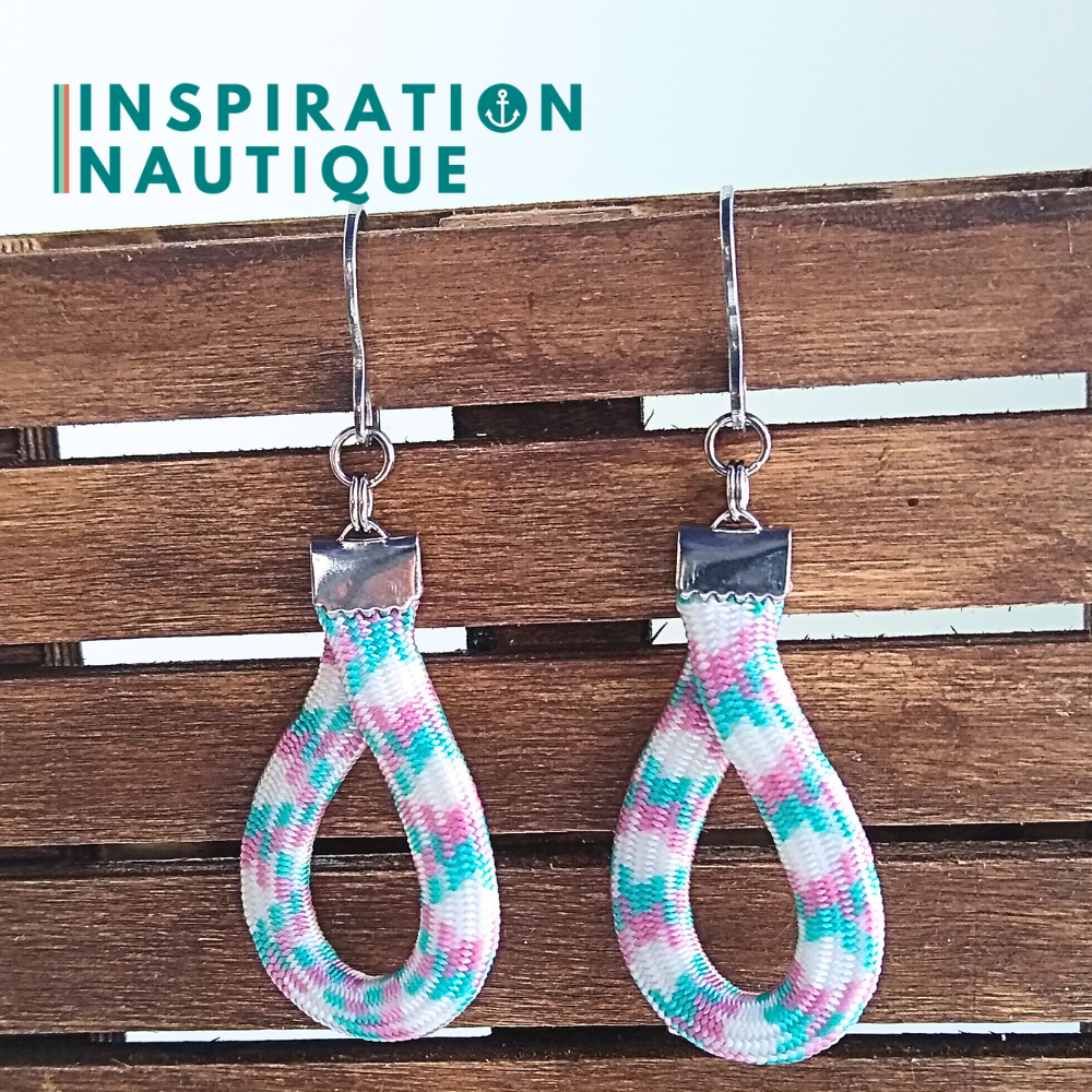 Boucles d'oreilles Goutte, Turquoise, rose et blanc