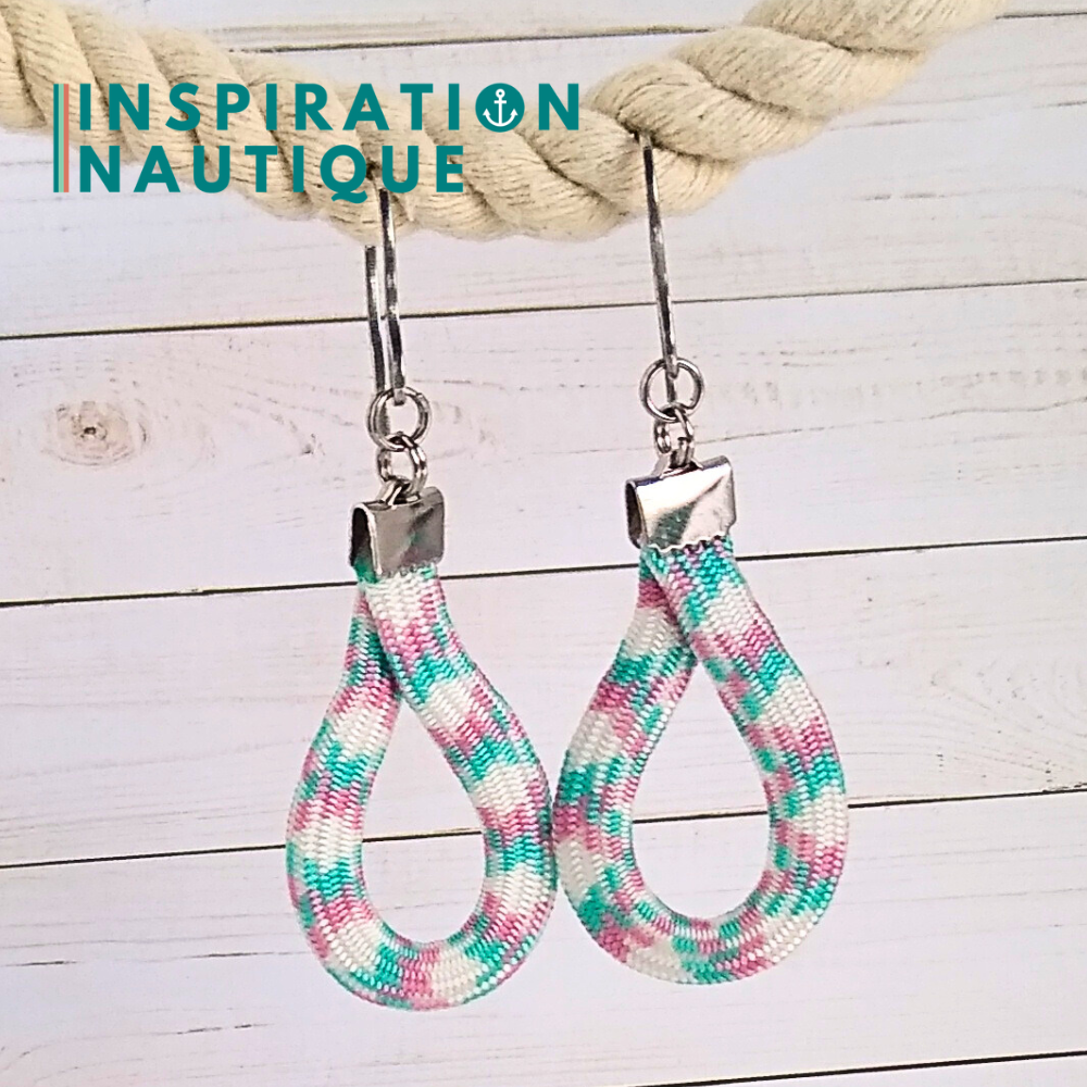 Boucles d'oreilles Goutte, Turquoise, rose et blanc
