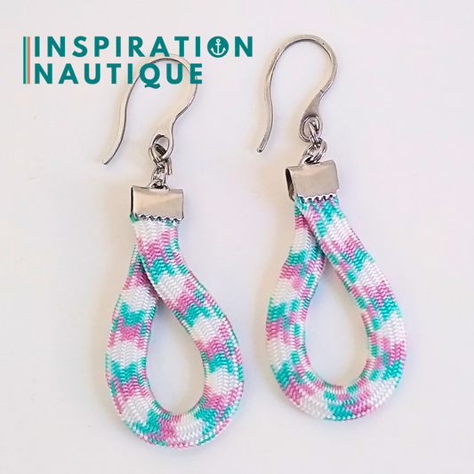 Boucles d'oreilles Goutte, Turquoise, rose et blanc