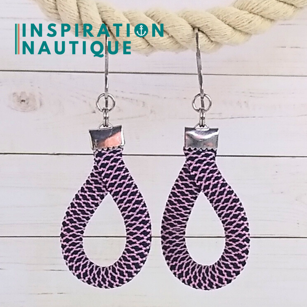 Boucles d'oreilles Goutte, Rose et marine, diamants