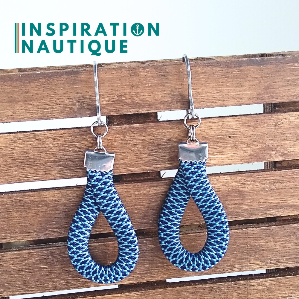Boucles d'oreilles Goutte, Bleu pâle et marine, diamants