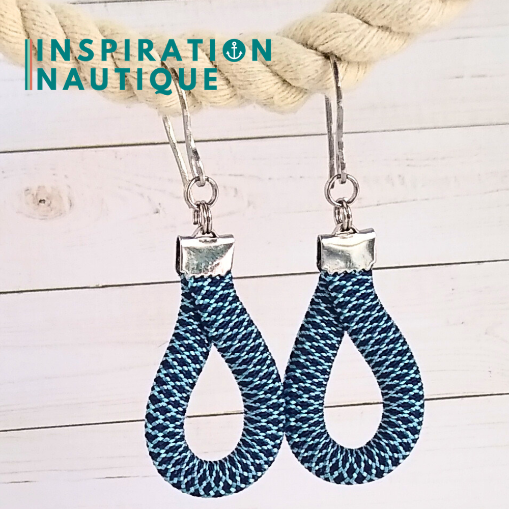 Boucles d'oreilles Goutte, Bleu pâle et marine, diamants