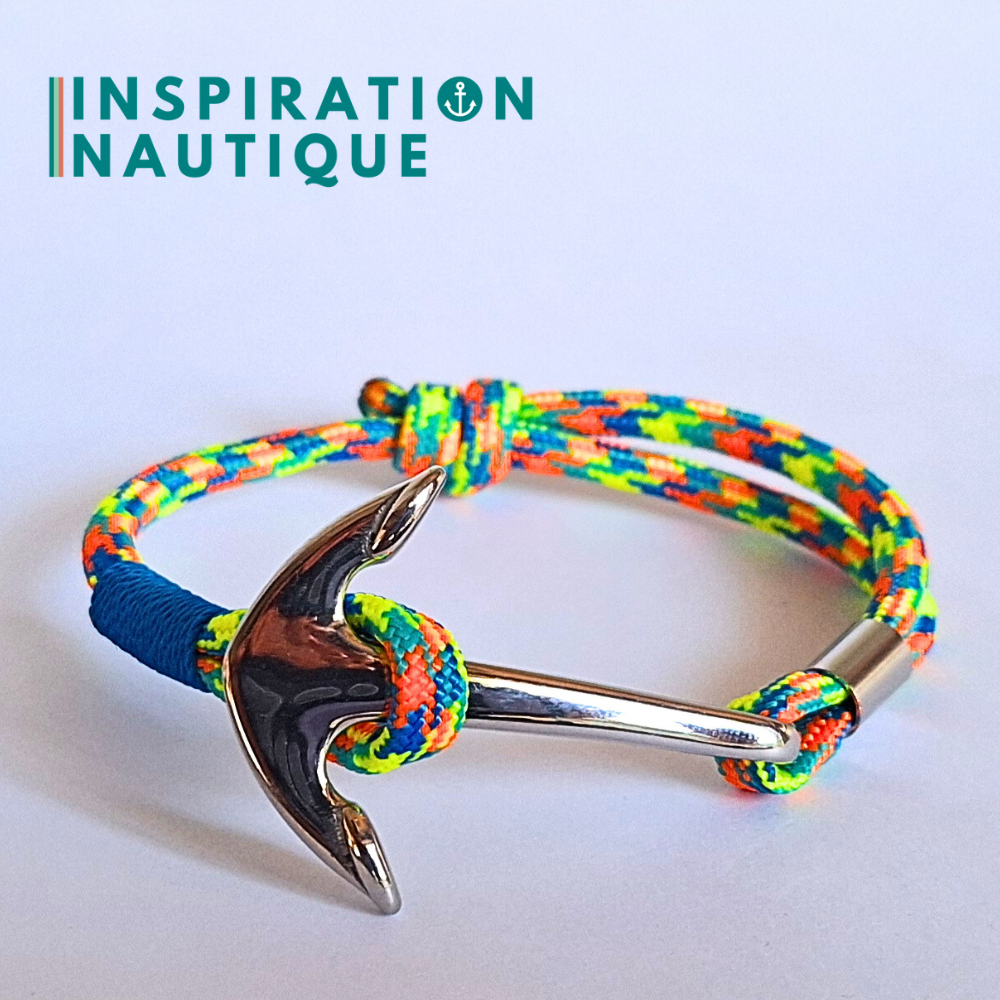 Bracelet marin avec ancre en paracorde 550 et acier inoxydable, ajustable, Cartoon