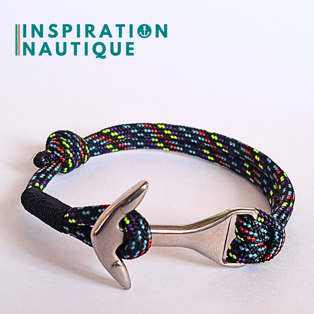 Bracelet marin avec ancre moyenne en paracorde 550 et acier inoxydable, ajustable, Cher