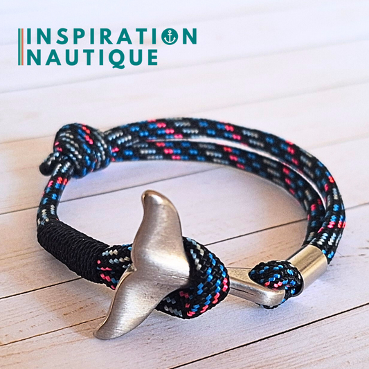 Bracelet marin avec queue de baleine en paracorde 550 et acier inoxydable, ajustable, Borg