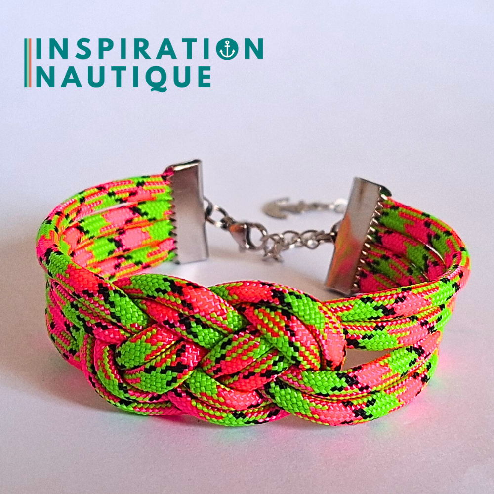 Bracelet marin avec noeud de carrick double, en paracorde 550 et acier inoxydable, Melon d'eau