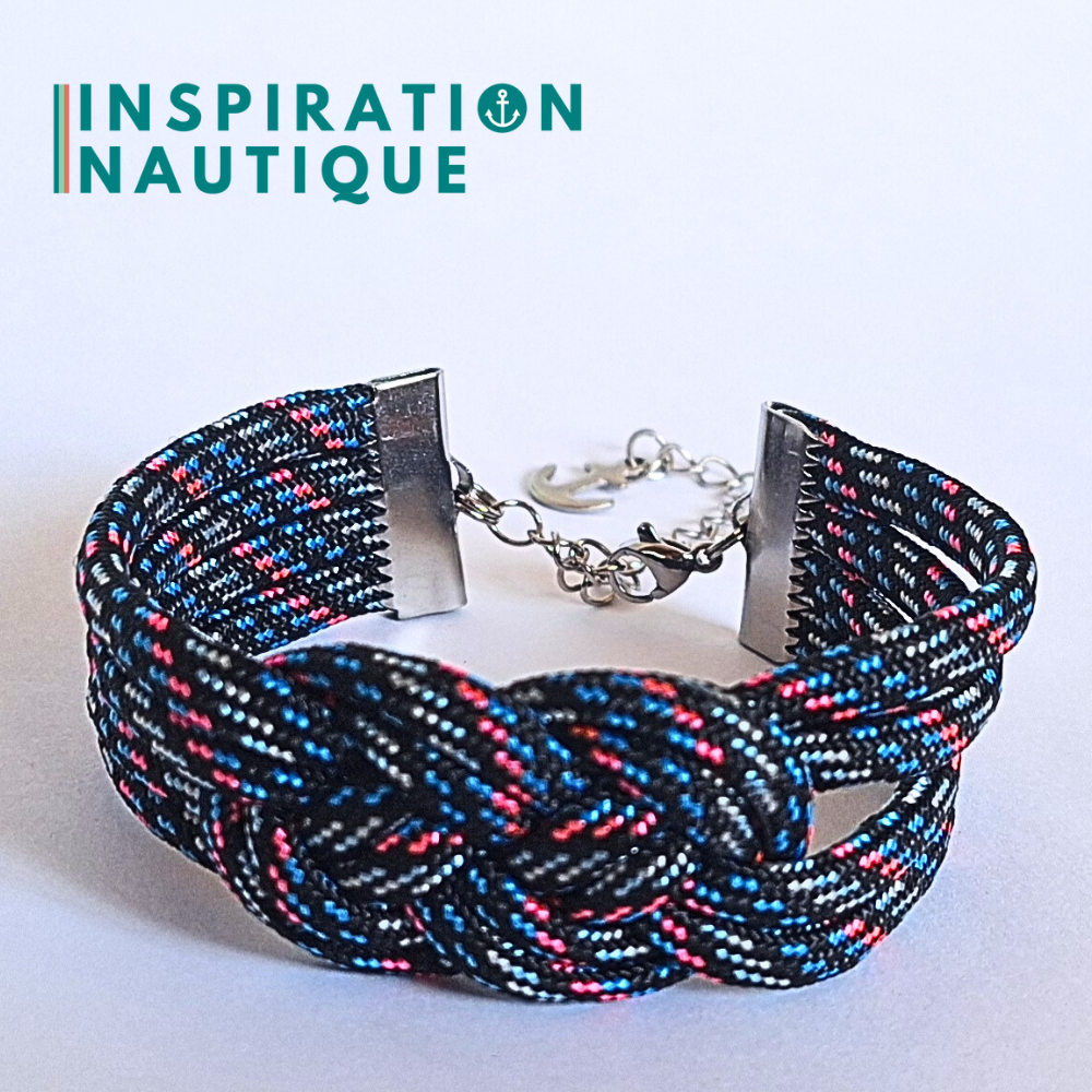 Bracelet marin avec noeud de carrick double, en paracorde 550 et acier inoxydable, Borg