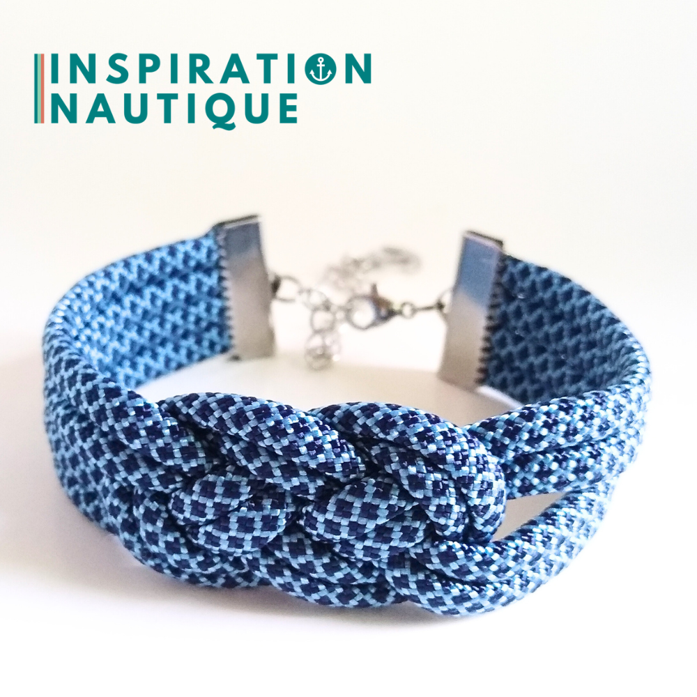 Bracelet marin avec noeud de carrick double unisexe, en paracorde 550 et acier inoxydable, Marine et bleu pâle, diamants