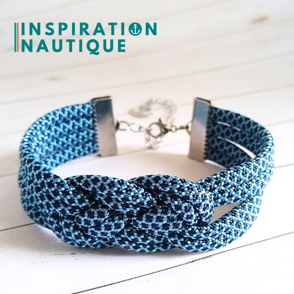 Bracelet marin avec noeud de carrick double unisexe, en paracorde 550 et acier inoxydable, Marine et bleu pâle, diamants