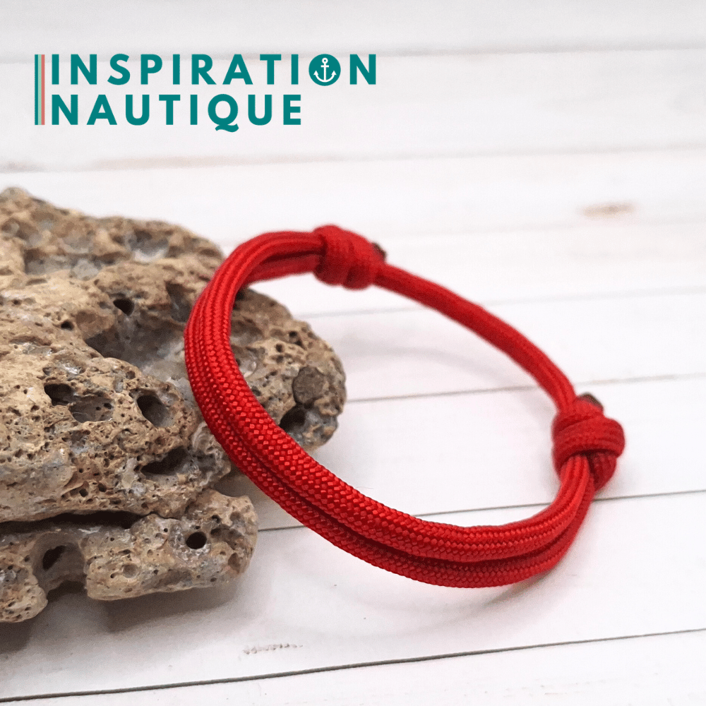 Bracelet simple avec noeuds de pêcheur, Rouge