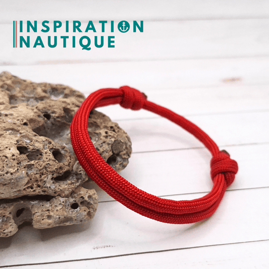 Bracelet simple avec noeuds de pêcheur, Rouge