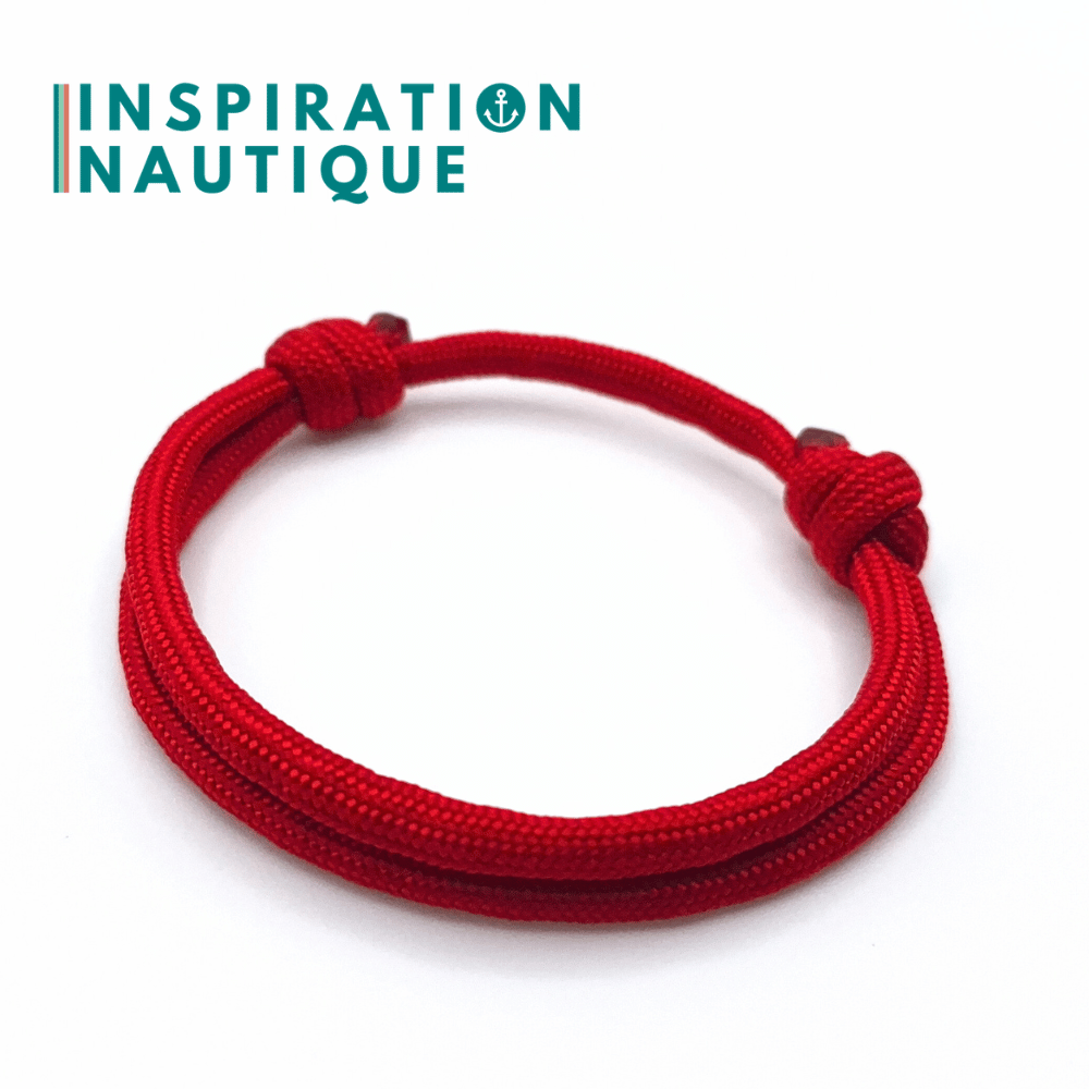 Bracelet simple avec noeuds de pêcheur, Rouge