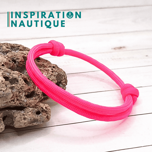Bracelet simple avec noeuds de pêcheur, Rose fluo