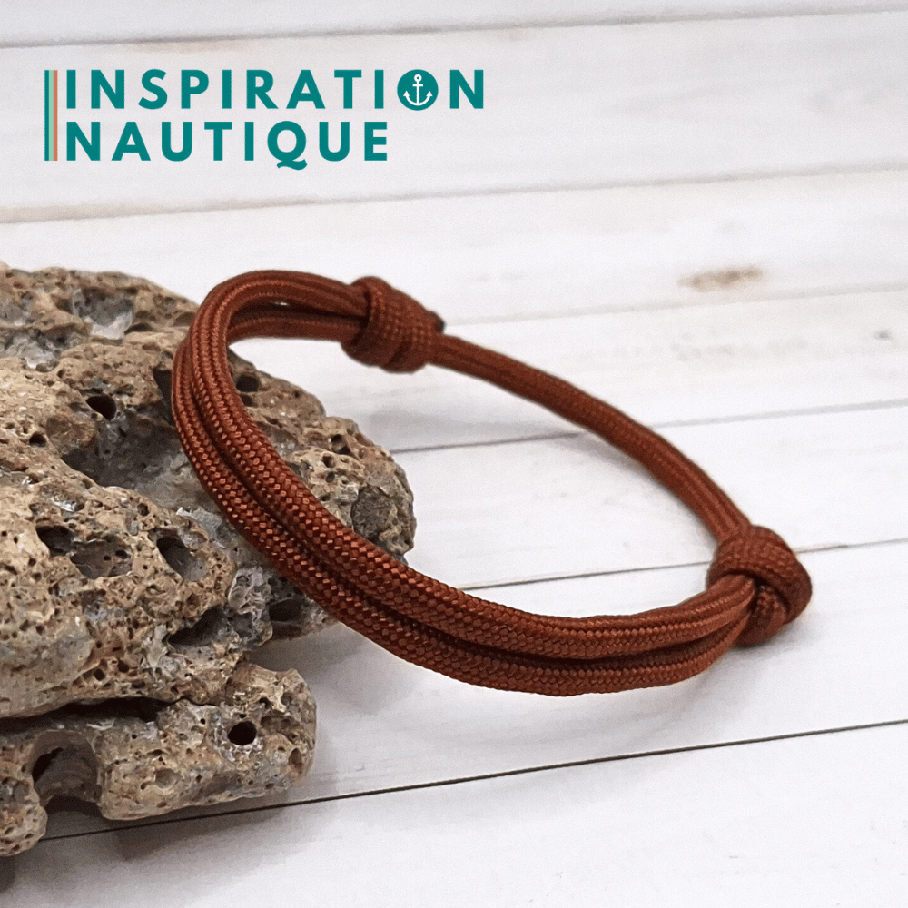 Bracelet simple avec noeuds de pêcheur, Rouille