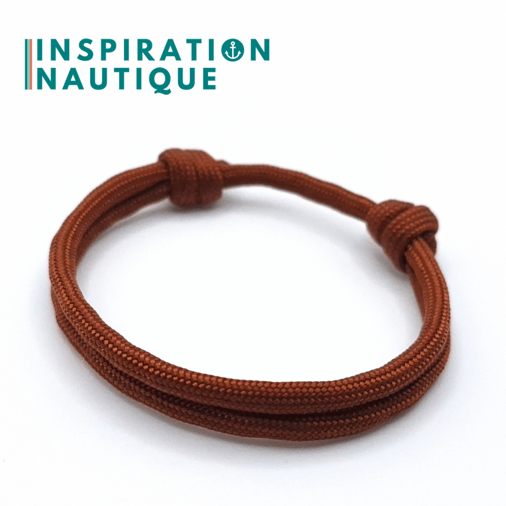 Bracelet simple avec noeuds de pêcheur, Rouille