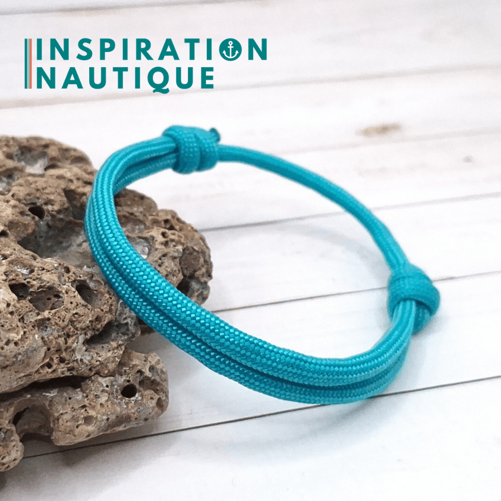 Bracelet simple avec noeuds de pêcheur, Turquoise