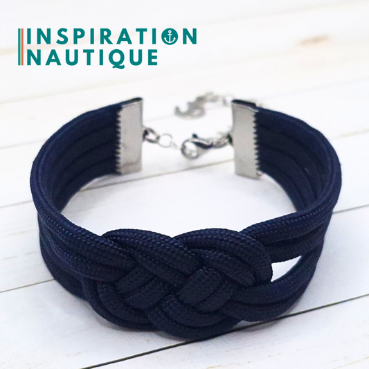 Bracelet marin avec noeud de carrick double unisexe, en paracorde 550 et acier inoxydable, Marine