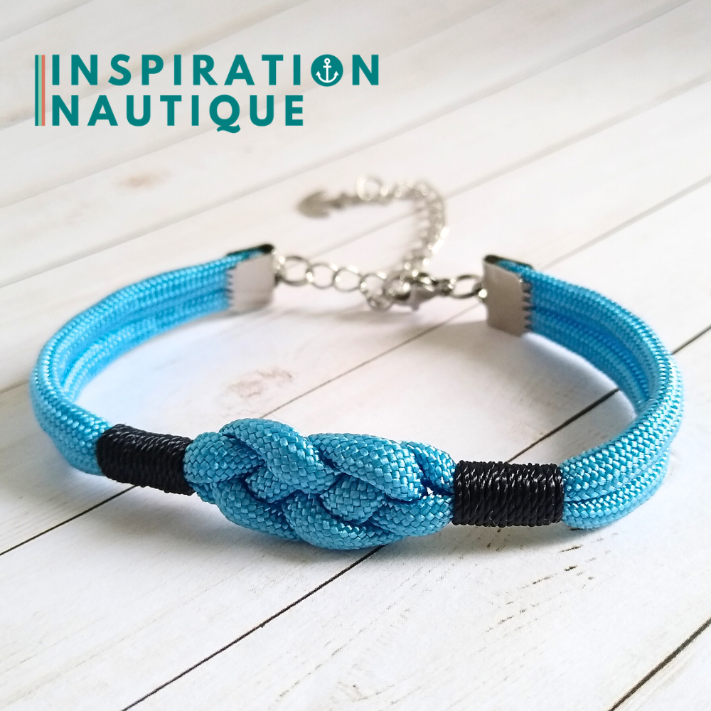 Bracelet marin avec noeud de carrick simple, Bleu pâle