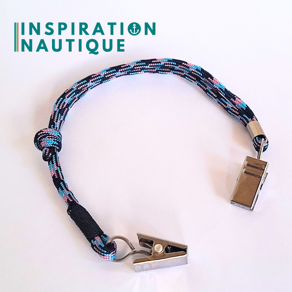 Cordon tempête pour chapeau en paracorde 550 et acier inoxydable, ajustable, Camo marine, rose, bleu pâle