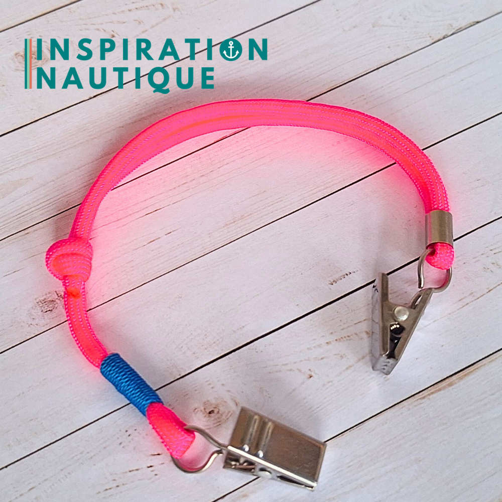 Cordon tempête pour chapeau en paracorde 550 et acier inoxydable, ajustable, Rose fluo