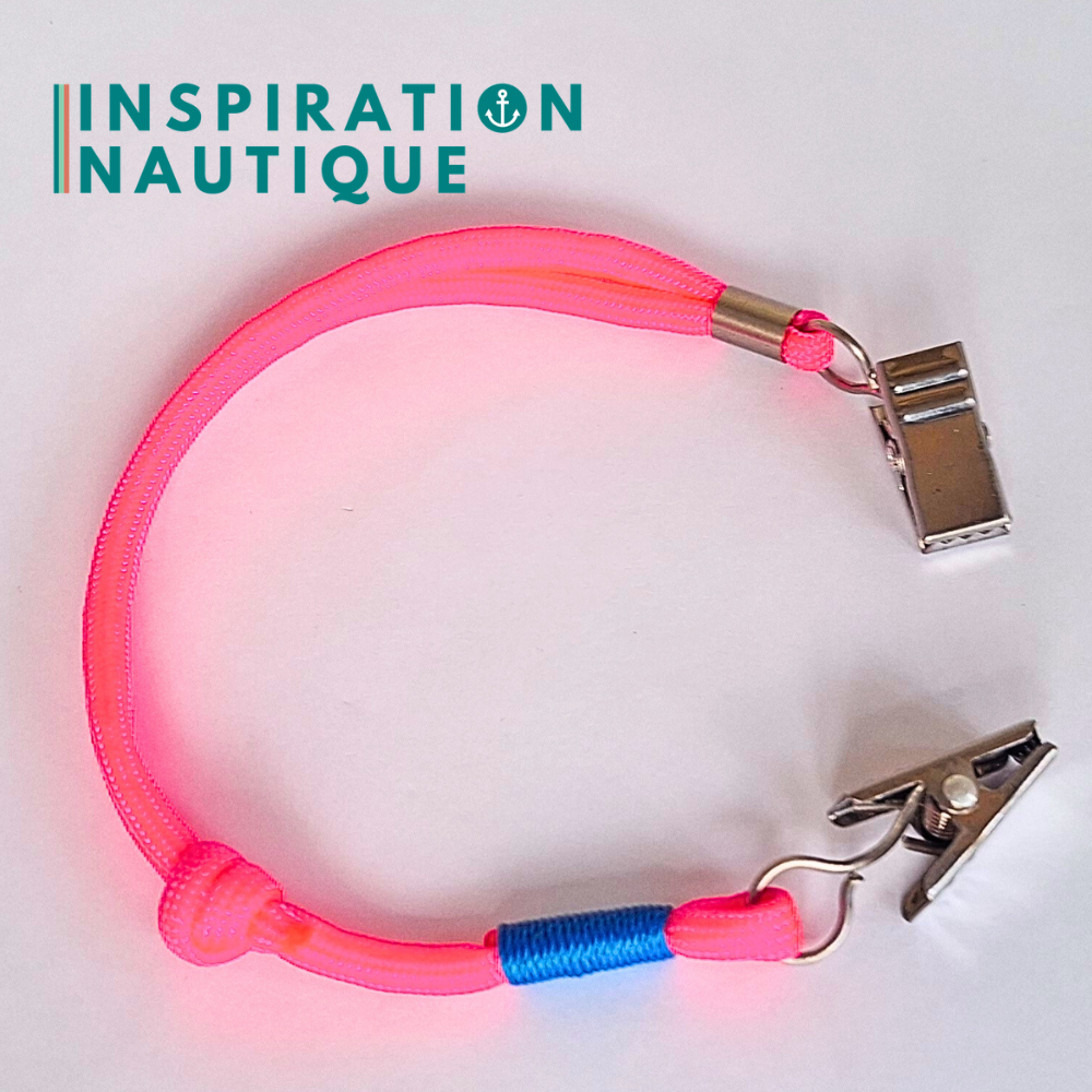 Cordon tempête pour chapeau en paracorde 550 et acier inoxydable, ajustable, Rose fluo