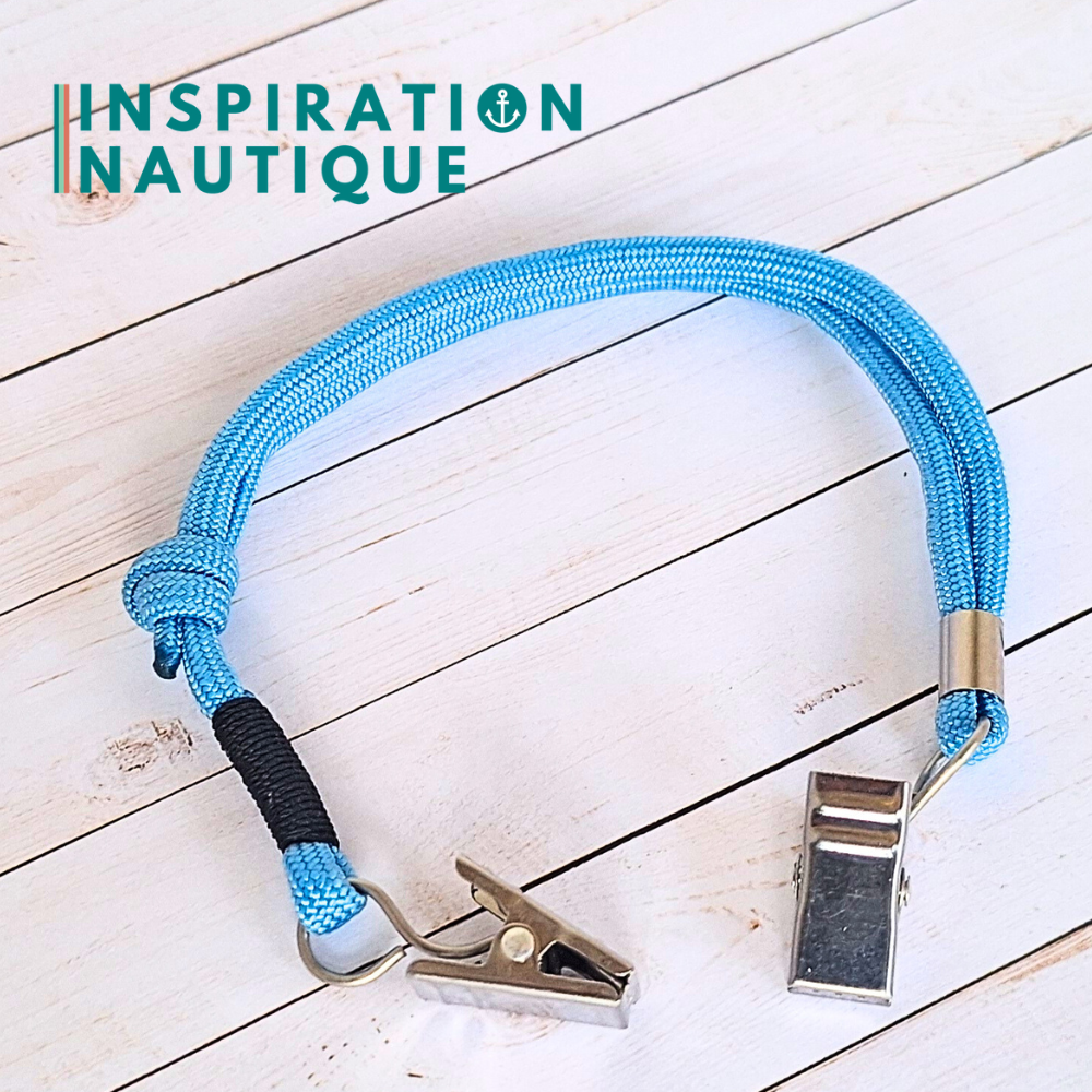 Cordon tempête pour chapeau en paracorde 550 et acier inoxydable, ajustable, Bleu pâle