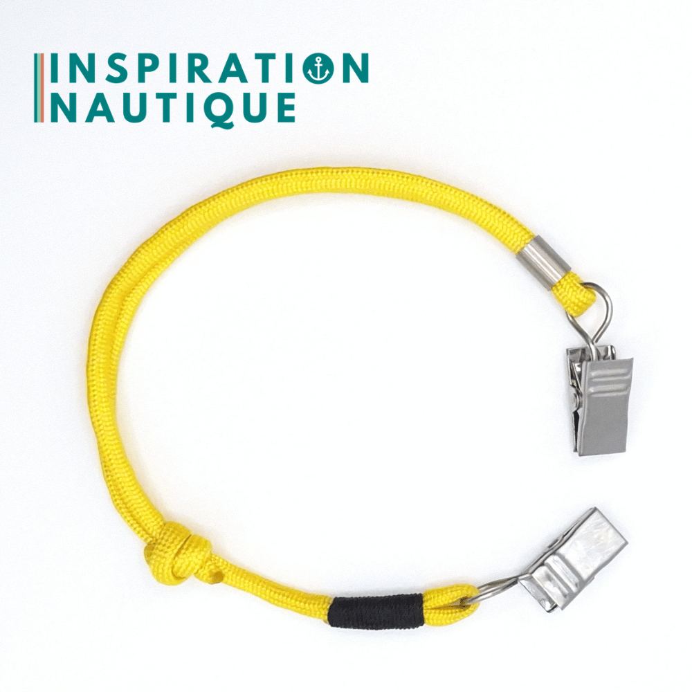 Cordon tempête pour chapeau en paracorde 550 et acier inoxydable, ajustable, Jaune