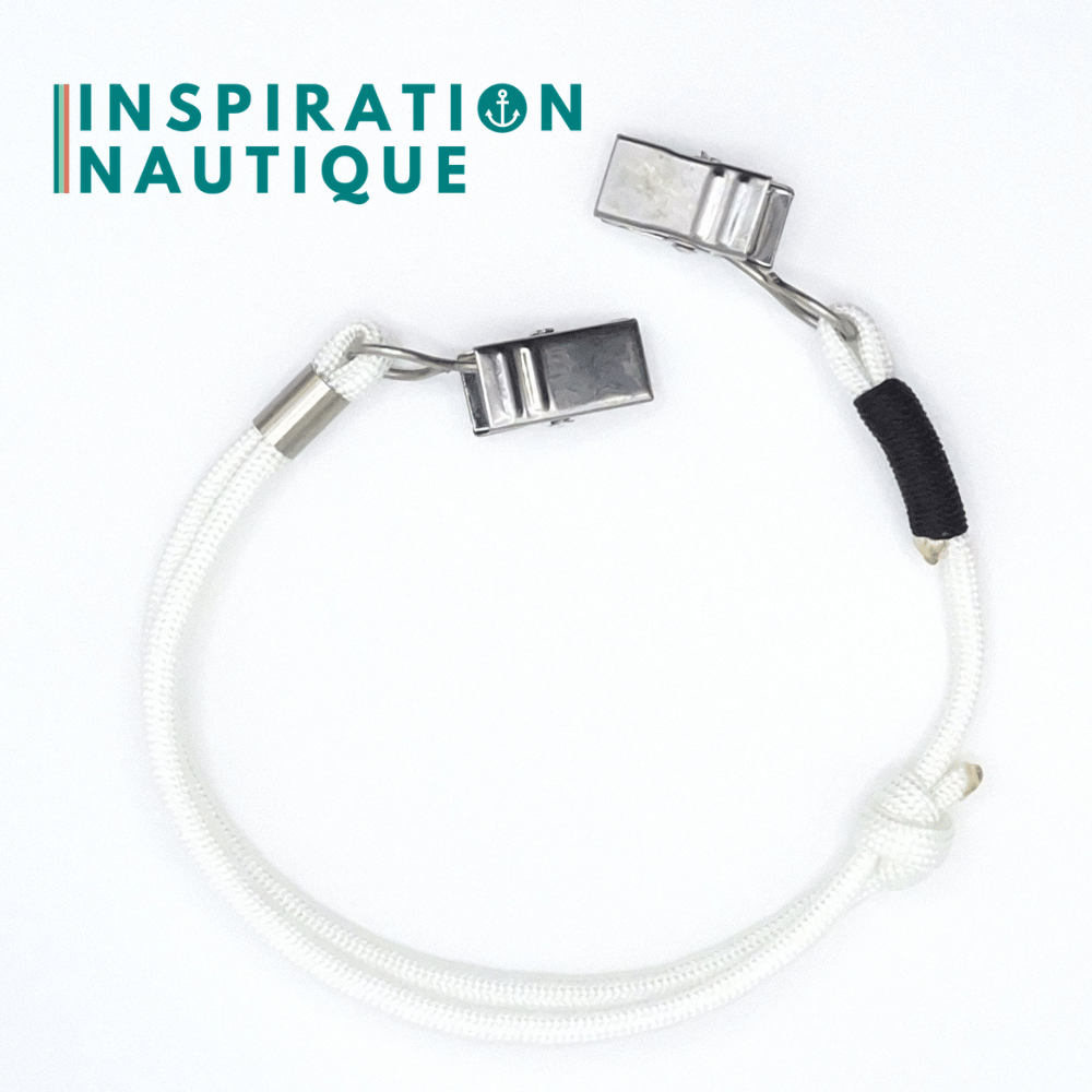 Cordon tempête pour chapeau en paracorde 550 et acier inoxydable, ajustable, Blanc