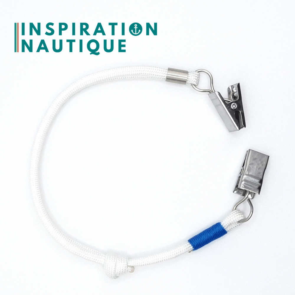 Cordon tempête pour chapeau en paracorde 550 et acier inoxydable, ajustable, Blanc