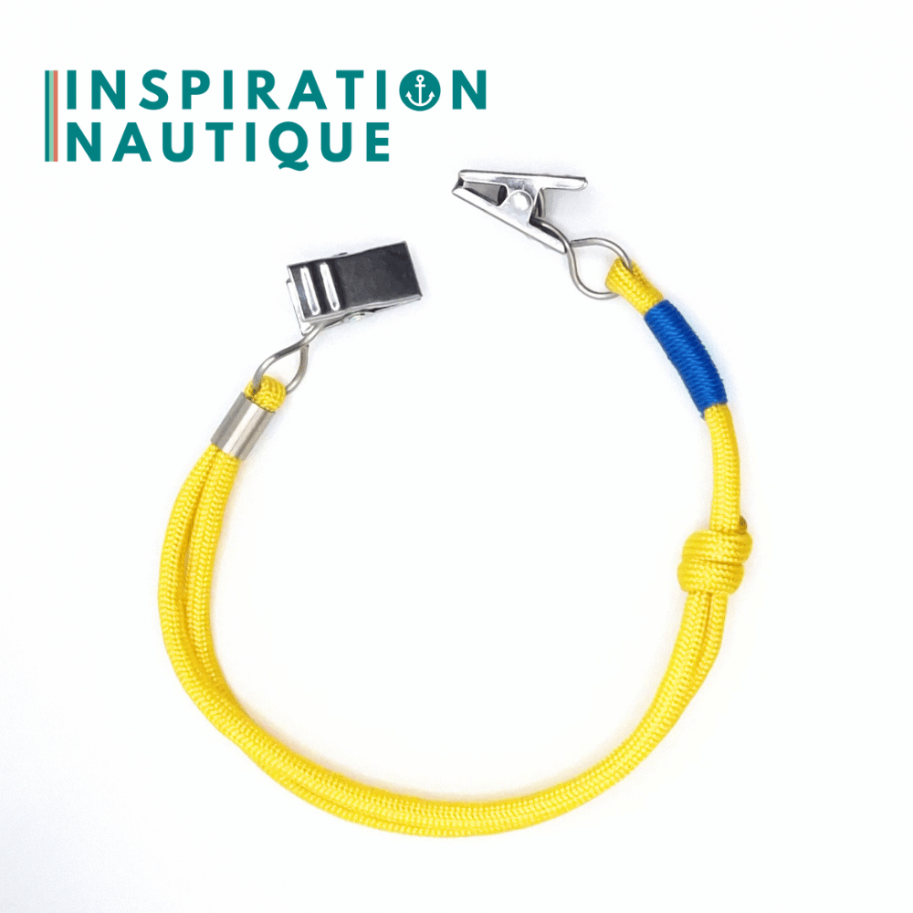 Cordon tempête pour chapeau en paracorde 550 et acier inoxydable, ajustable, Jaune