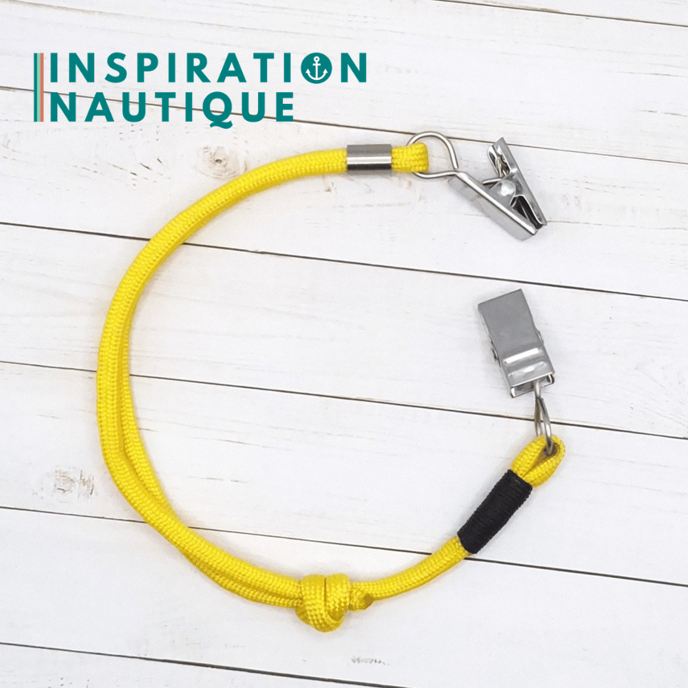 Cordon tempête pour chapeau en paracorde 550 et acier inoxydable, ajustable, Jaune