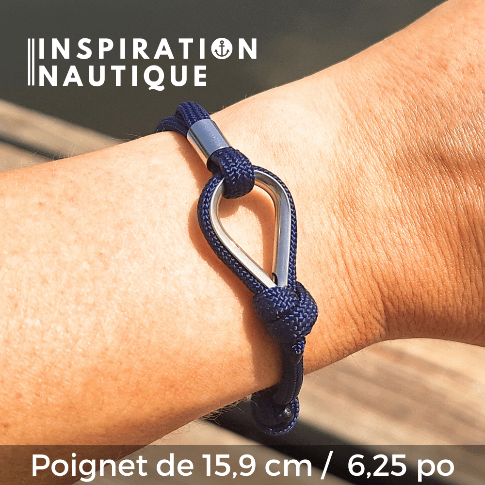 Bracelet marin avec cosse et noeud de pêcheur, Marine, Medium