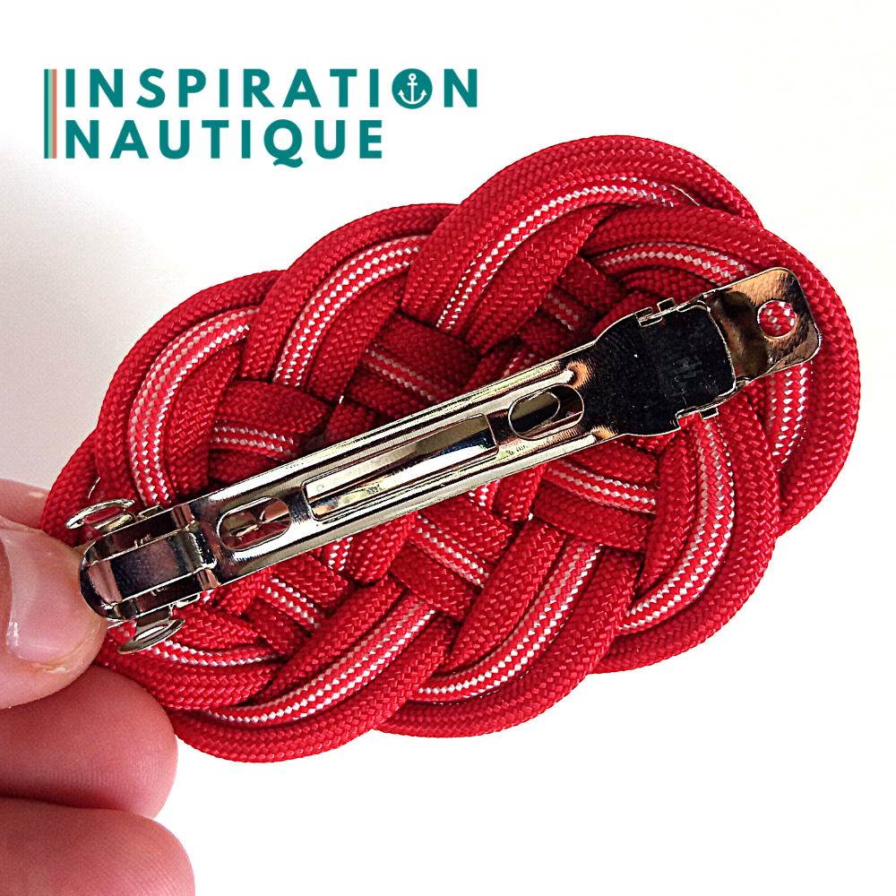 Barrette au style marin composée d'une baderne en paracorde 550, Rouge, et rouge et blanc ligné