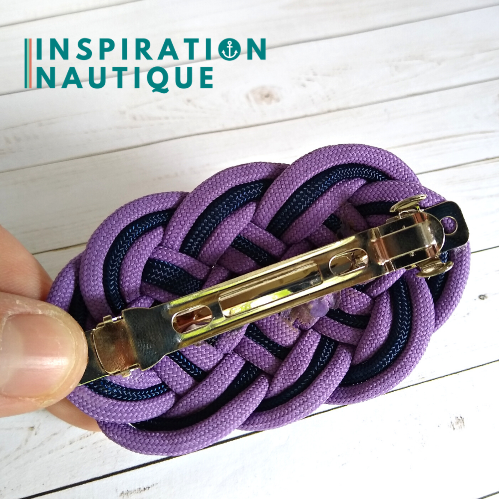 Barrette au style marin composée d'une baderne en paracorde 550, Lilas et marine