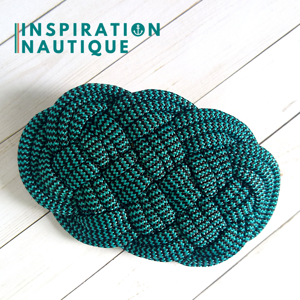 Barrette au style marin composée d'une baderne en paracorde 550, Turquoise et noir zigzags