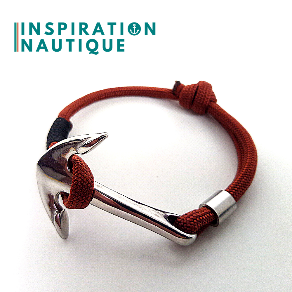 Bracelet marin avec ancre en paracorde 550 et acier inoxydable, ajustable, Rouille