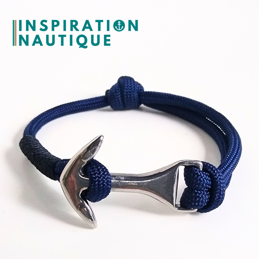 Bracelet marin avec ancre moyenne en paracorde 550 et acier inoxydable, ajustable, Marine