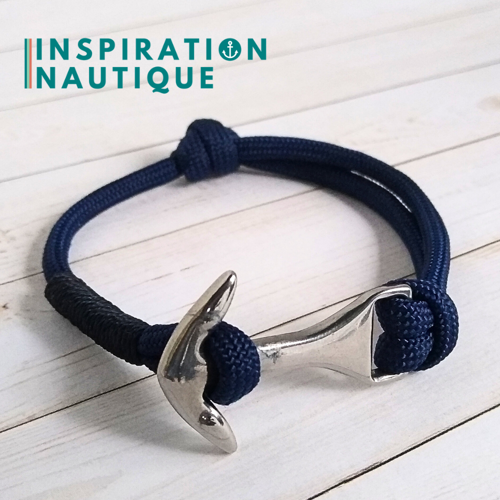 Bracelet marin avec ancre moyenne en paracorde 550 et acier inoxydable, ajustable, Marine