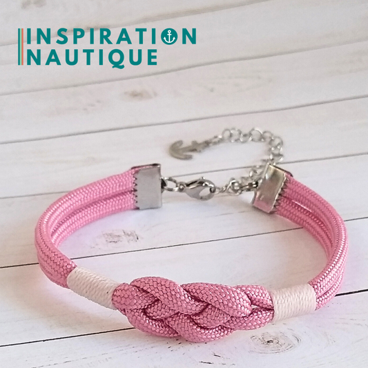 Bracelet marin avec noeud de carrick, unisexe, en paracorde 550 et acier inoxydable, Rose lavande