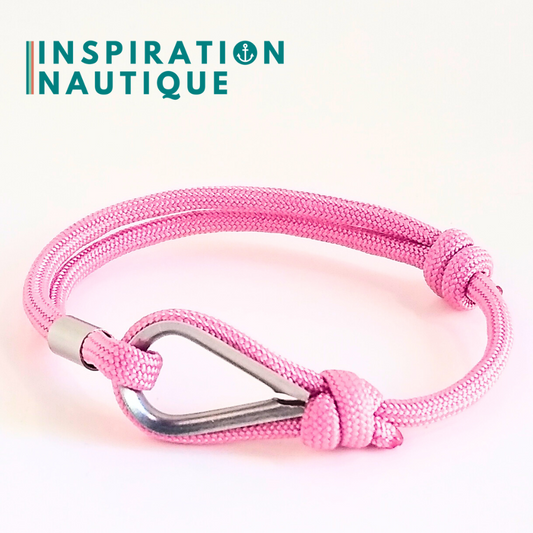 Bracelet marin avec cosse et noeud de pêcheur, Rose lavande, Medium