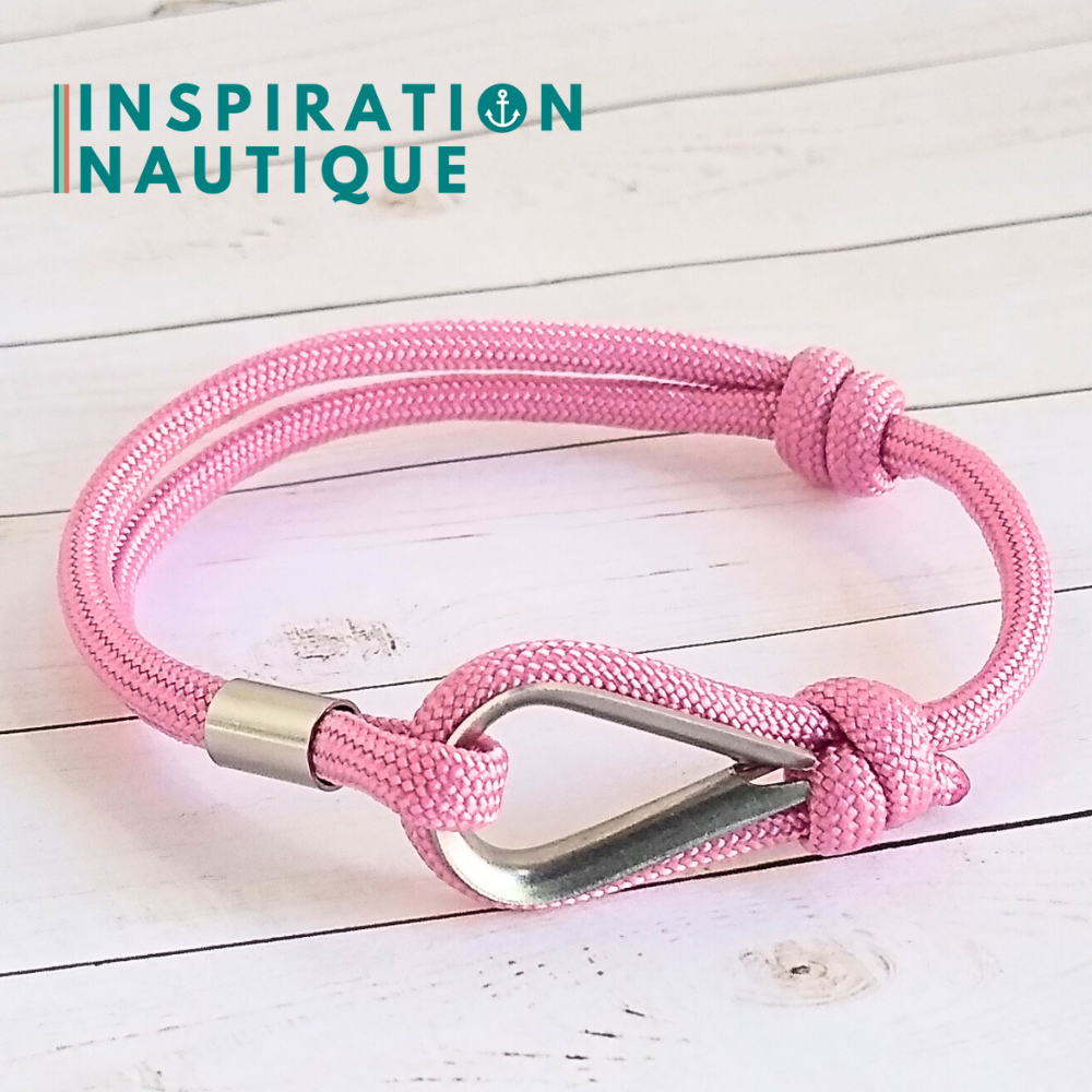 Bracelet marin avec cosse et noeud de pêcheur, Rose lavande, Medium