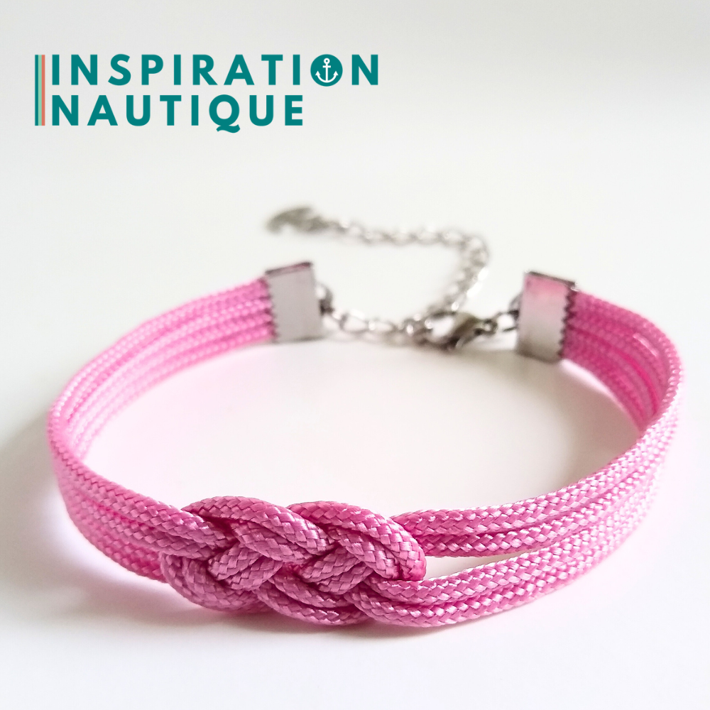 Bracelet marin avec mini noeud de carrick double, Lavande rose