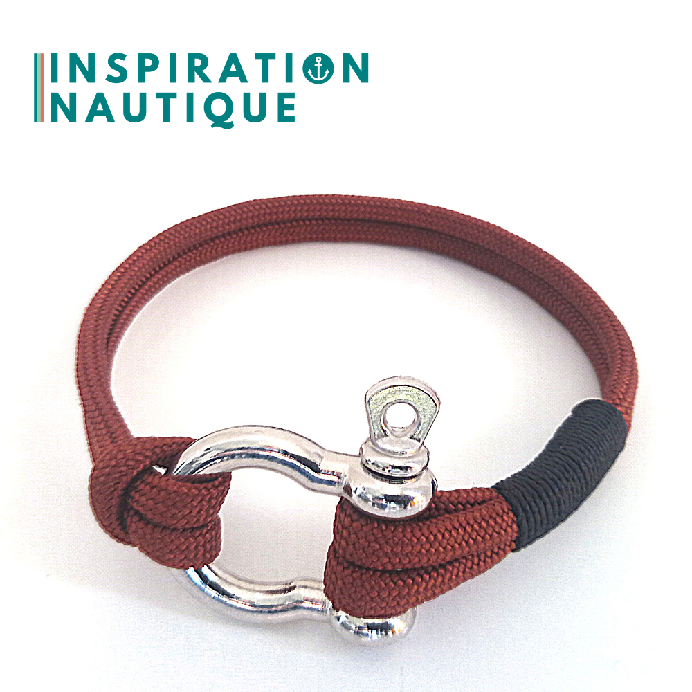 Bracelet marin avec manille en paracorde 550 et acier inoxydable, Rouille