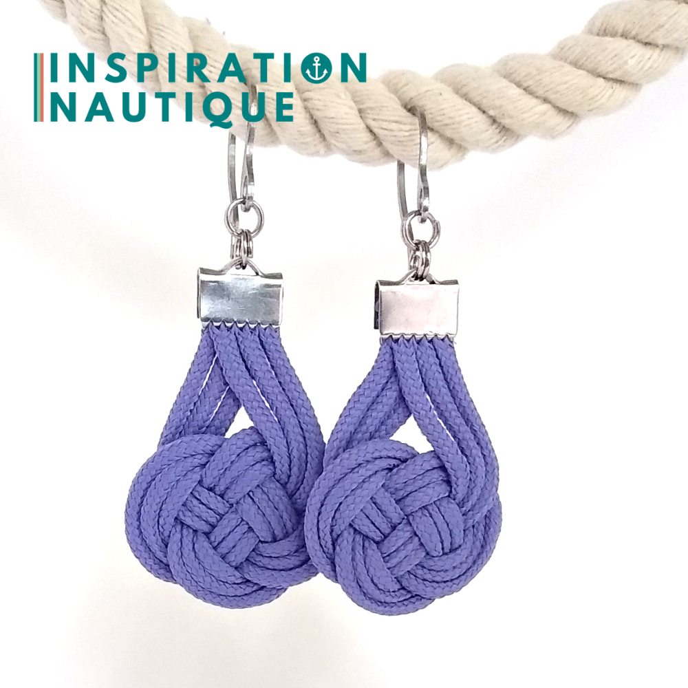 Boucles d'oreilles Double Coin Knot, Lavande mauve