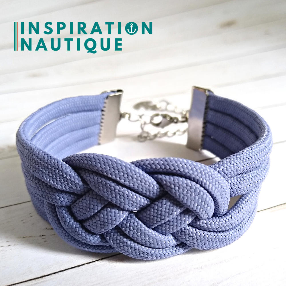 Bracelet marin avec noeud de carrick double, en paracorde 550 et acier inoxydable, Lavande mauve, Medium