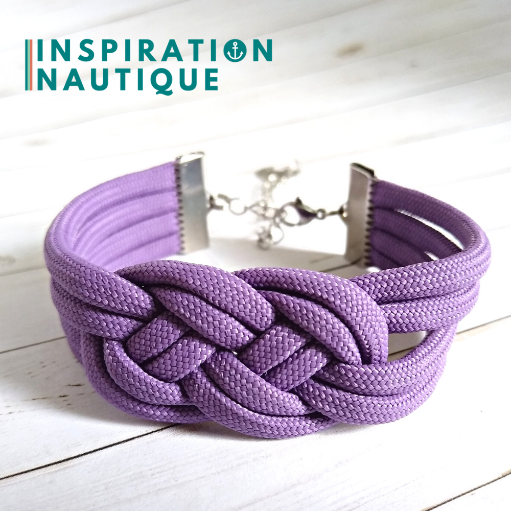 Bracelet marin avec noeud de carrick double, en paracorde 550 et acier inoxydable, Lilas, Medium