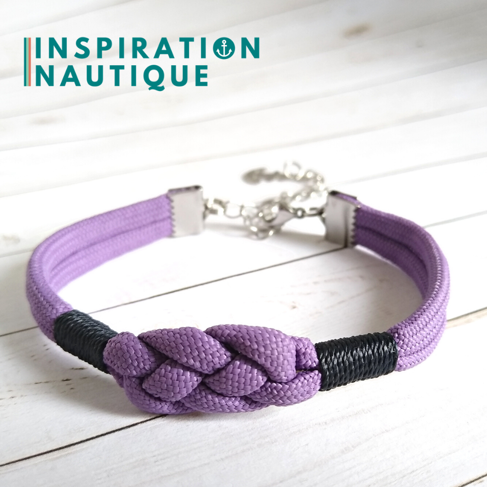 Bracelet marin avec noeud de carrick, unisexe, en paracorde 550 et acier inoxydable, lilas, surliure marine, Medium