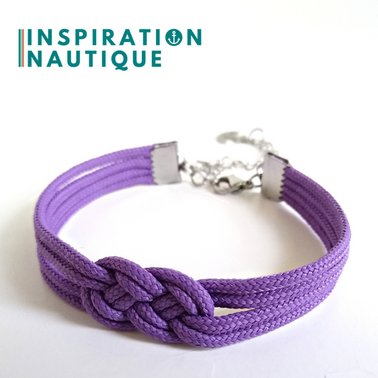 Bracelet marin avec mini noeud de carrick double, Lilas, Small